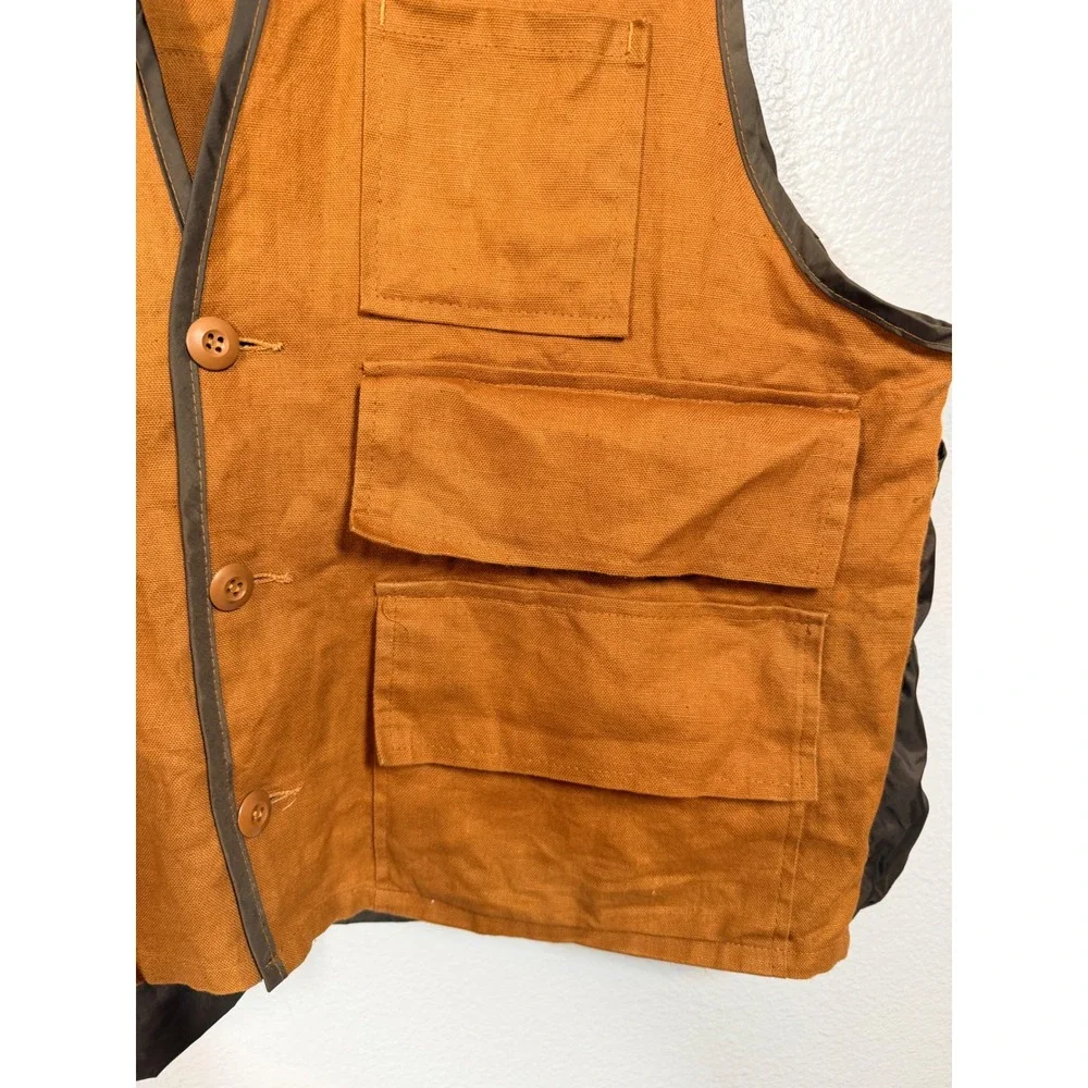 Duck Bay Hunting Vest Mens Large Brown Vintage Canvas‎ Utility Shell Pocket